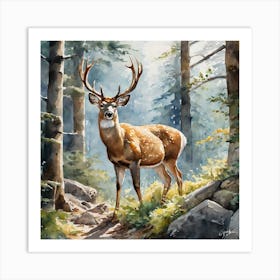 Deer In The Woods 81 Art Print