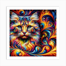 Psychedelic Cat Art Print