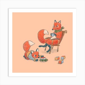 Play Time Is Family Time At The Fox Family Art Print