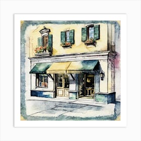 Watercolor Of A Shop Art Print