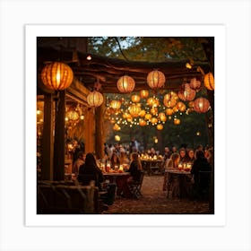 A Lively Autumn Festival Drenched In Rustic Charm Cascading Lanterns Of Burnished Gold And Amber 1 Art Print