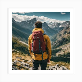 Man With A Backpack Art Print