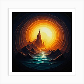 Sunset Over The Ocean Art Print