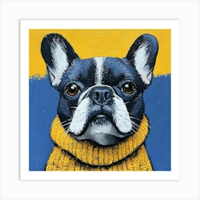 Frenchie In Yellow And Blue 7 Art Print