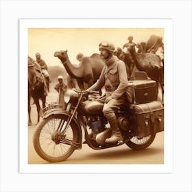 Man On A Motorcycle Art Print