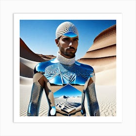 Silver Man In Desert 1 Art Print