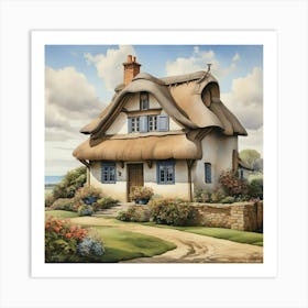 House With Thatched Roof Art Print 0 Art Print