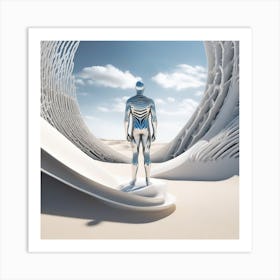 Futuristic Man In Space Art Print