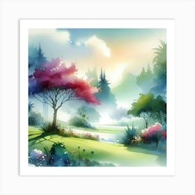 Watercolor Landscape Painting 48 Art Print