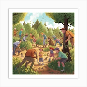 Kids In The Woods Art Print