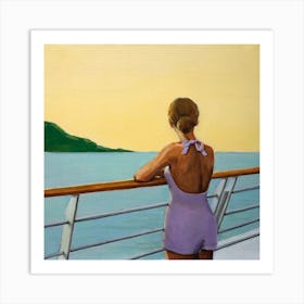 Woman Enjoying Cruise Sunset  Art Print