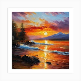 Sunset At The Beach 140 Art Print