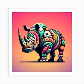 Geometric Art Rhinoceros 3 Art Print