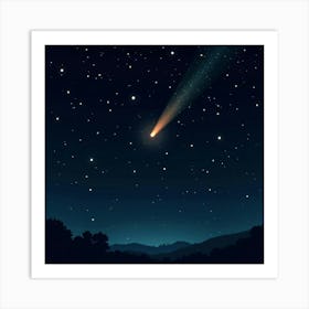 Celestial Comet Streaking Across A Night Sky Filled With Glowing Constellations 1 Art Print