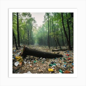 Plastic Waste In The Forest Art Print