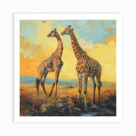 Giraffe In A Rocky Landscape Warm Acrylic 1 Art Print