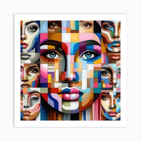 Colorful Women Face Painting Art Print