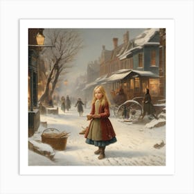 Little Girl In The Snow Art Print