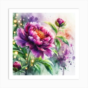 Watercolor Peony Flower Art Print