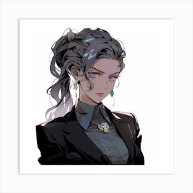 Anime Girl In A Suit 2 Art Print