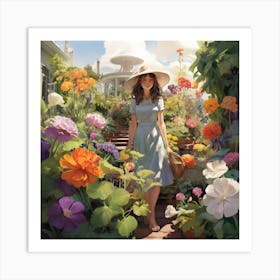 Girl In A Garden 5 Art Print