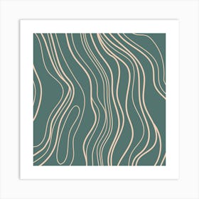 Minimalist Topography Emerald Lines Pattern Art Art Print