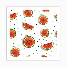 Seamless Background Pattern With Watermelon Slices Art Print