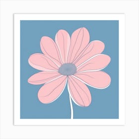 A White And Pink Flower In Minimalist Style Square Composition 355 Art Print