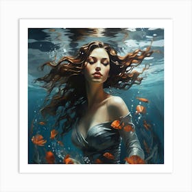 Woman In The Water Art Print