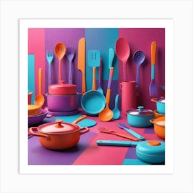 Colorful Kitchenware Art Print