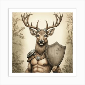 Deer Warrior 1 Art Print