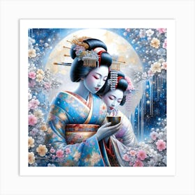 Japan Traditional Geisha Illustration By Ad 130 Art Print