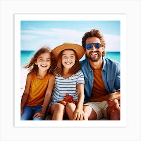 Happy Family On The Beach 2 Art Print