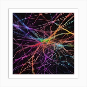 Colorful Lines On Black Background Art Print