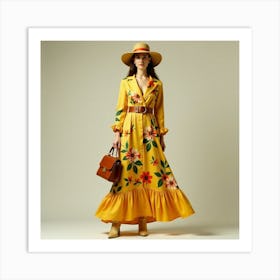 Yellow Floral Dress 3 Art Print