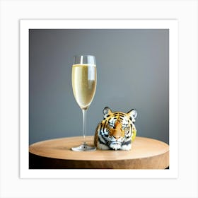 Tiger And Champagne Art Print