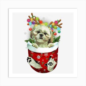 Shih Tzu Snow Pocket Dogs Christmas Pocket Art Print