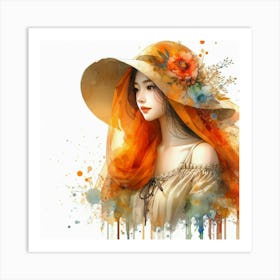 Girl In A Hat Art Print