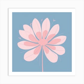 A White And Pink Flower In Minimalist Style Square Composition 181 Art Print