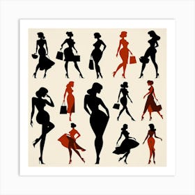 Vintage Women Silhouettes Art Print