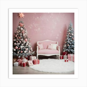 Pink Christmas Tree 2 Art Print