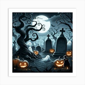 Halloween Graveyard Art Print