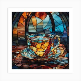 Tea Cup Stained Glass Art Print