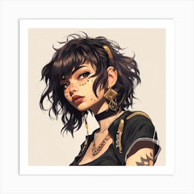 Girl With Tattoos Art Print