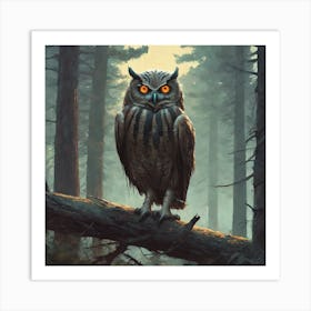 Owl In The Woods 19 Art Print