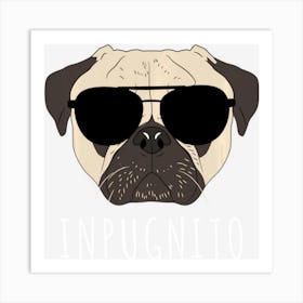 Inpugnito Pug Wearing Aviator Glasses Art Print