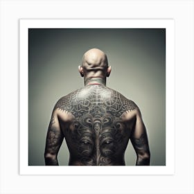 Back View Of A Man With Tattoos Art Print