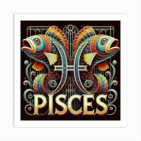 Pisces Zodiac Sign, Water Element, Two Fishes Art Print