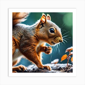 Squirrel On A Branch Art Print