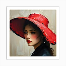 Woman In A Red Hat Art Print